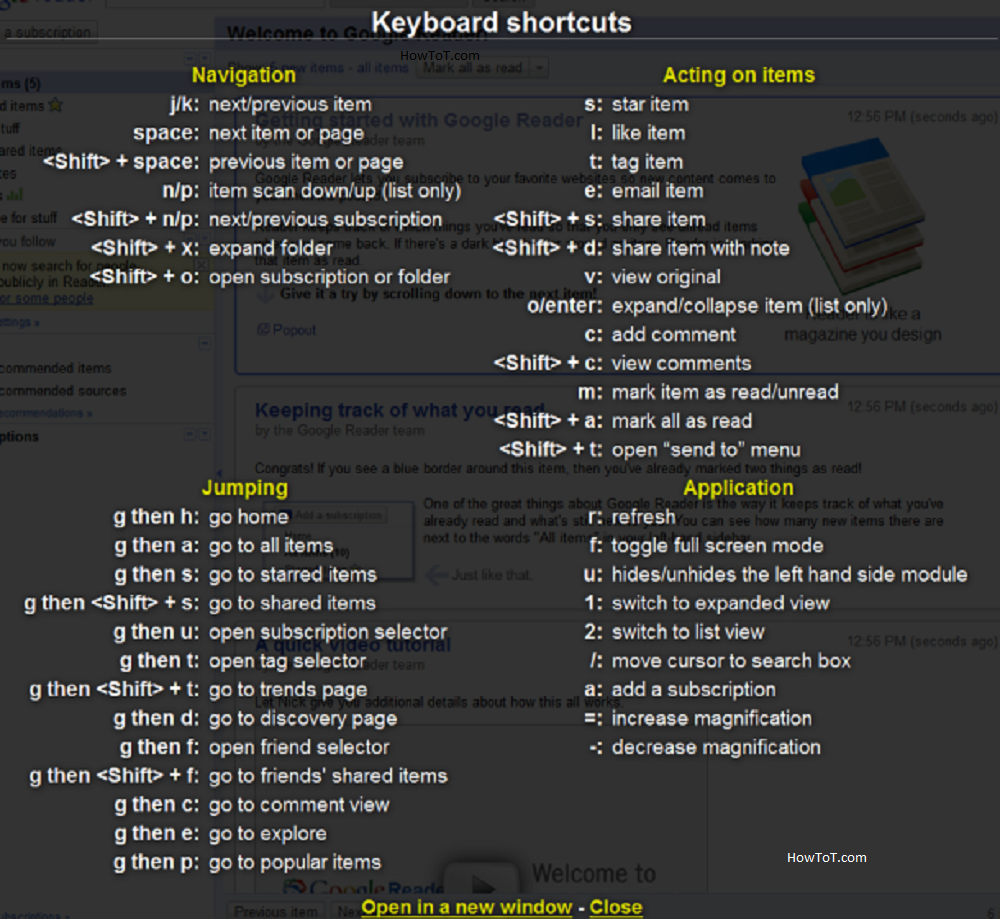 Google reader keyboard shortcuts