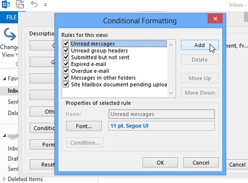 How to modify font size of Message List in Outlook