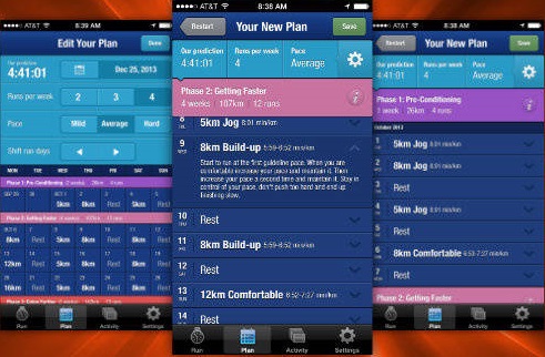 Customized exercise routine form My Asics app