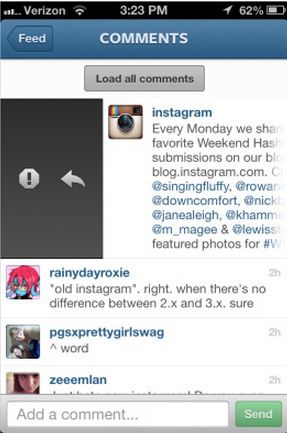 How to add usernames to comments quickly in Instagram 3.0