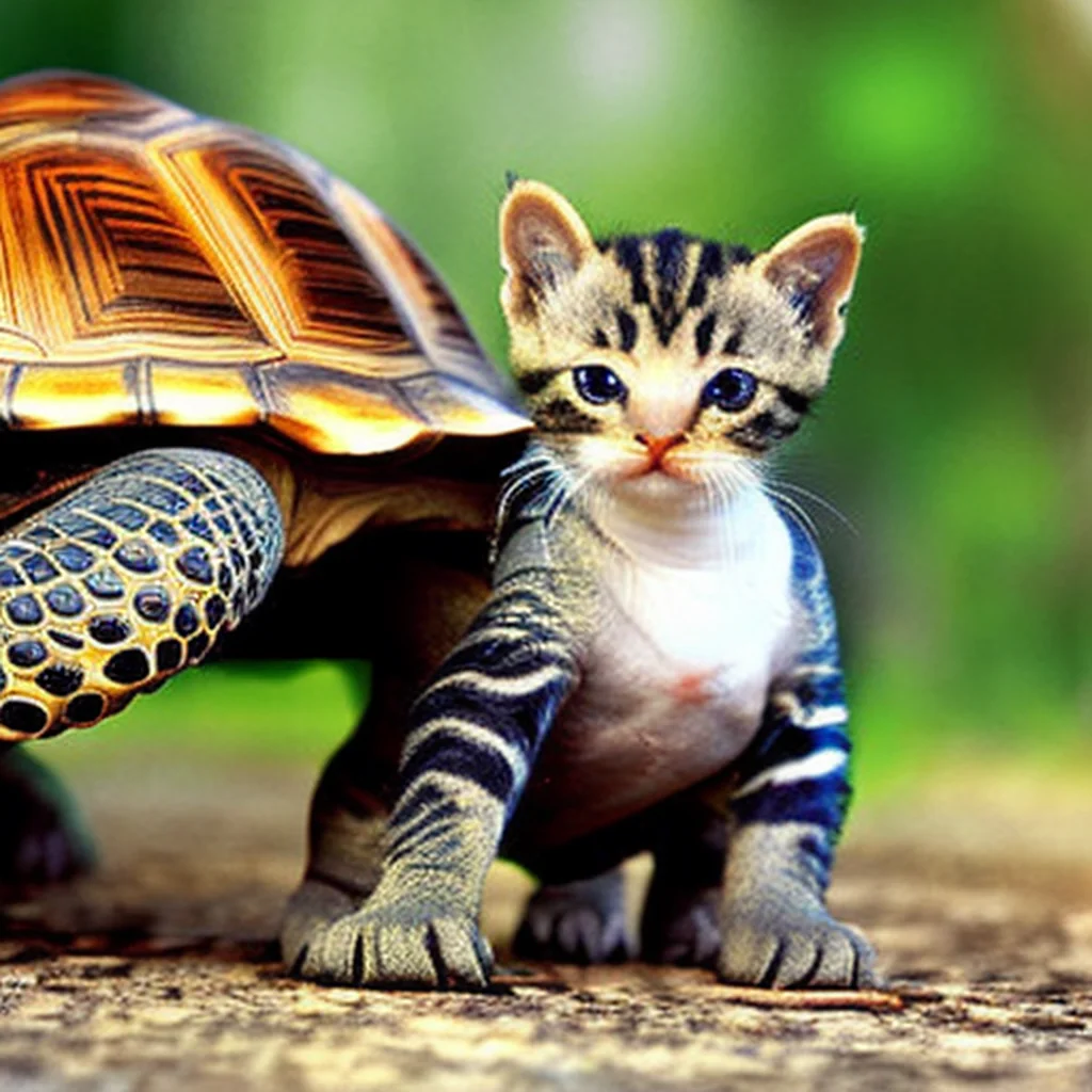 Artistic representation for Tortoise Falls in Love with Family New Kitten and It Straight Out of a Fairytale